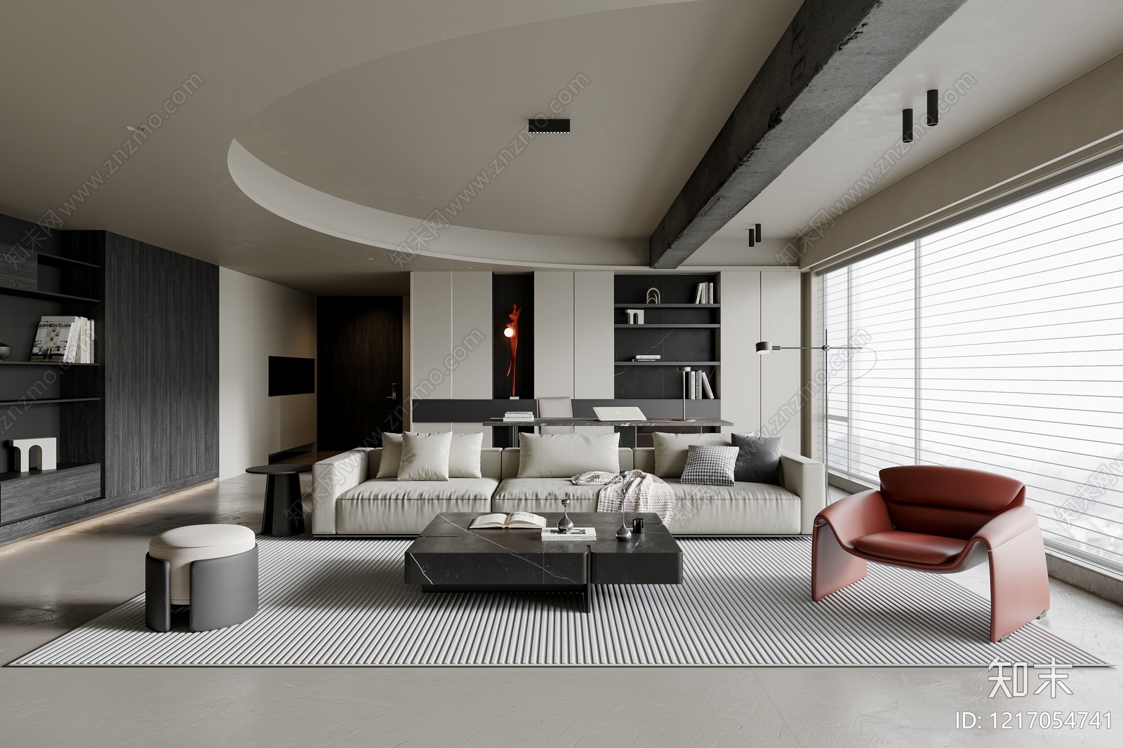 现代极简家居客厅3D模型下载【ID:1217054741】
