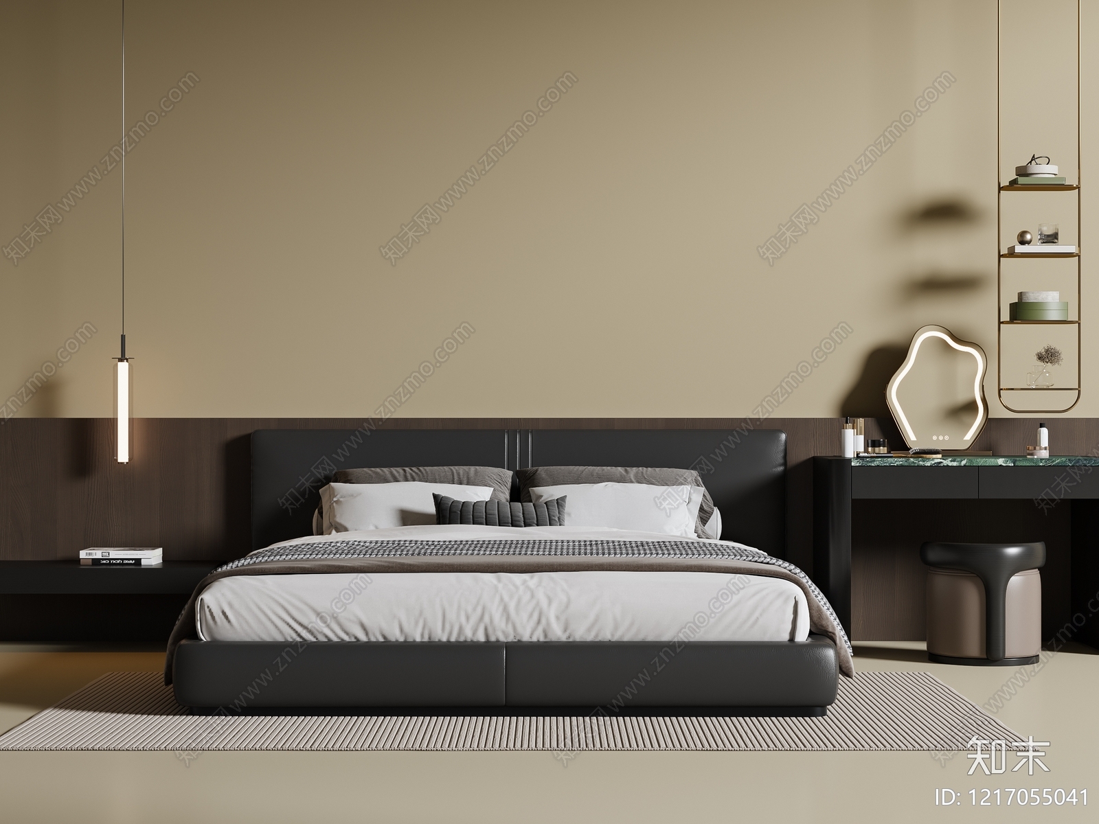 意式极简双人床3D模型下载【ID:1217055041】