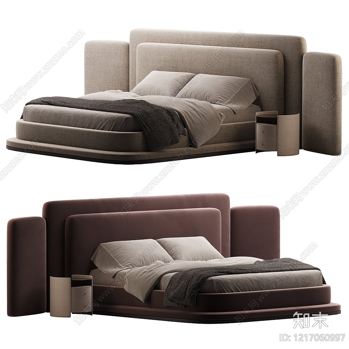 意式极简床品3D模型下载【ID:1217060997】