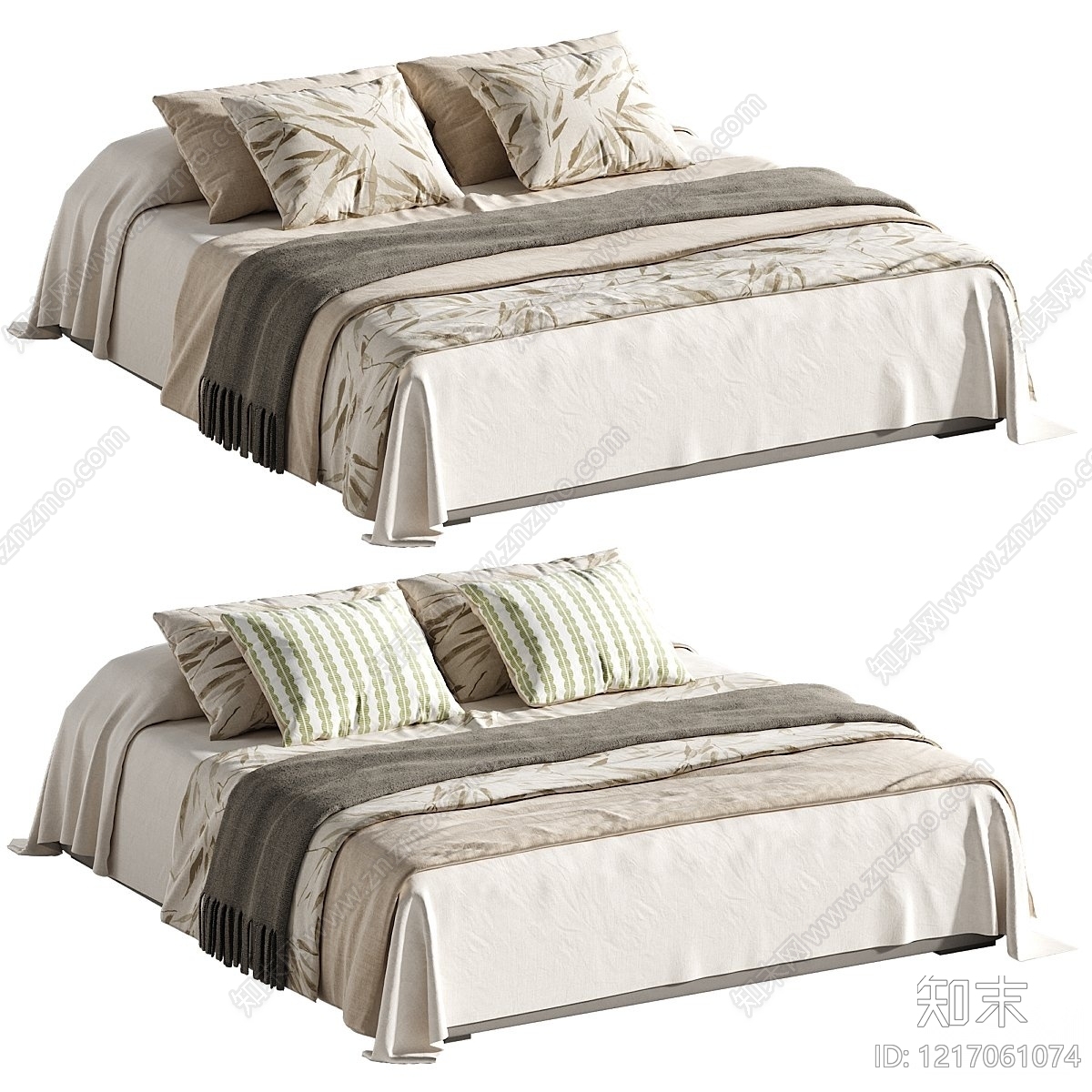 日式床品3D模型下载【ID:1217061074】