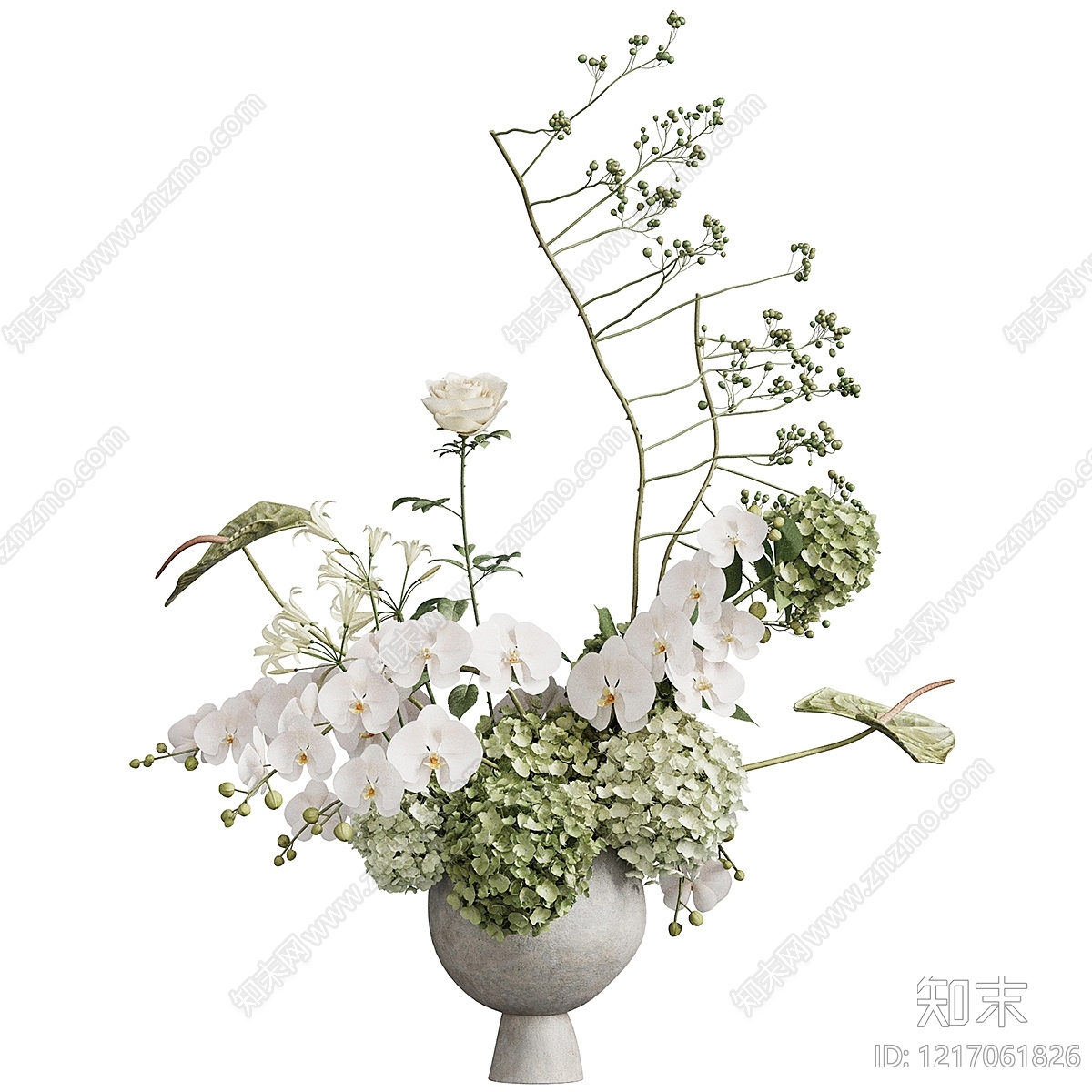 侘寂风花艺3D模型下载【ID:1217061826】