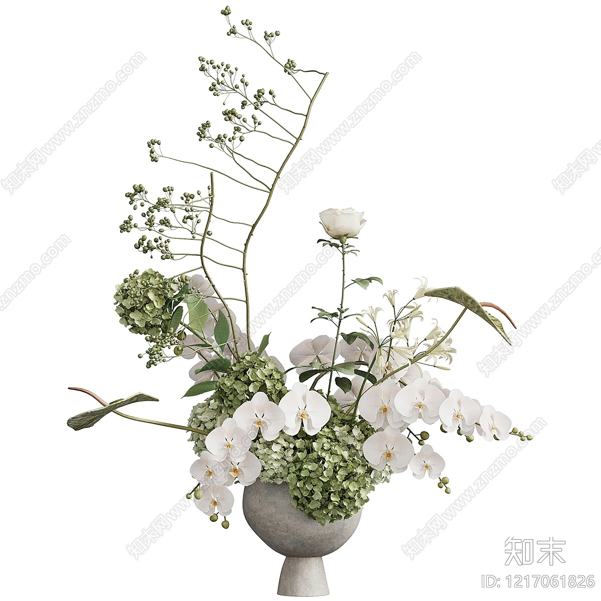 侘寂风花艺3D模型下载【ID:1217061826】