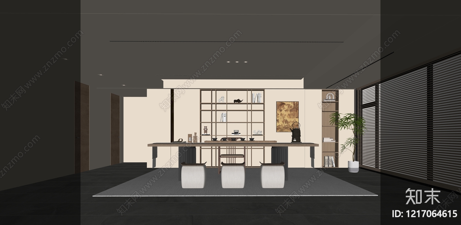 新中式茶室SU模型下载【ID:1217064615】