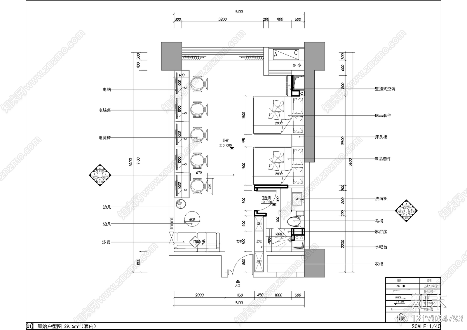 酒店客房cad施工图下载【ID:1217064793】