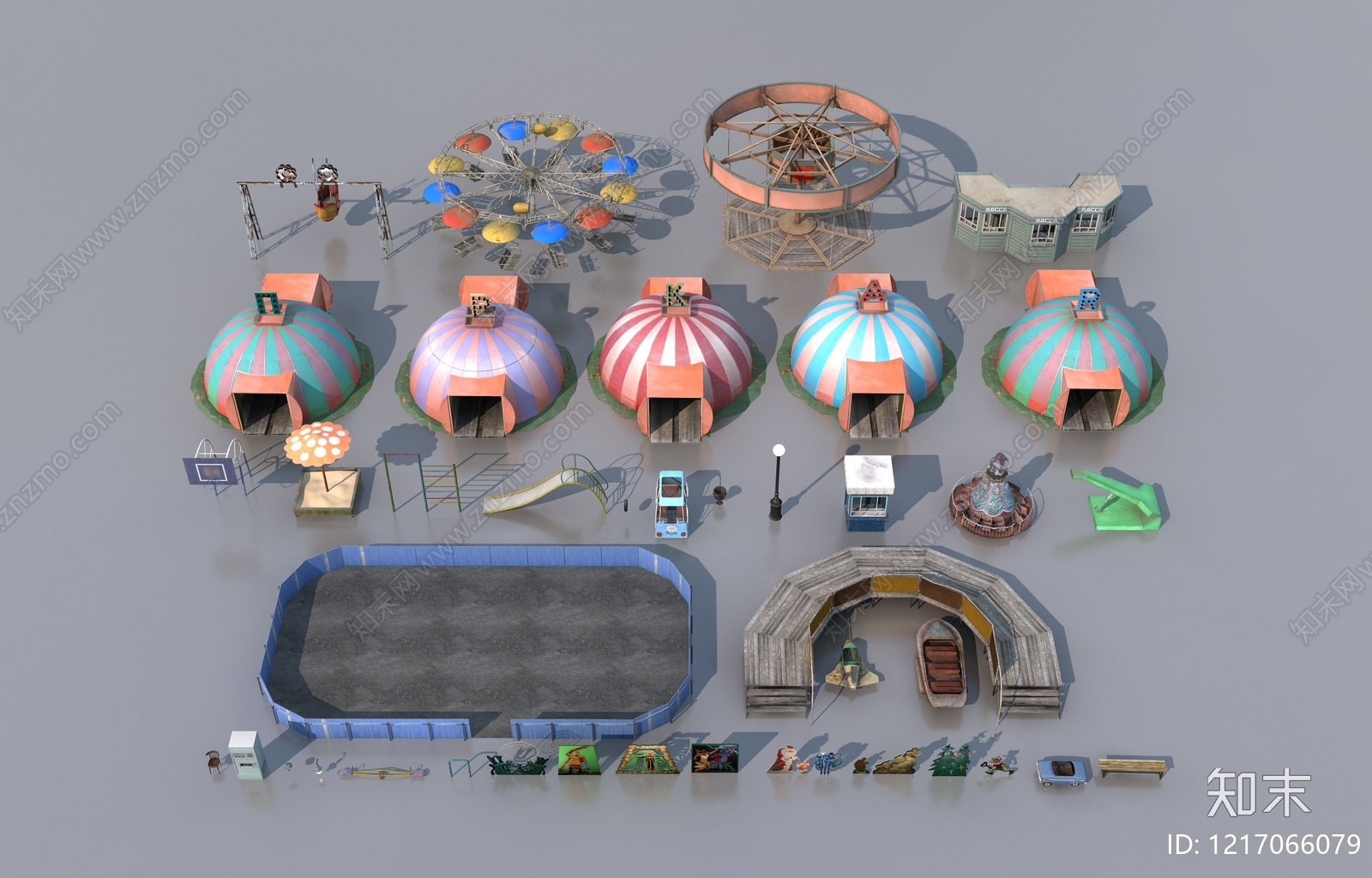 复古儿童游乐空间3D模型下载【ID:1217066079】