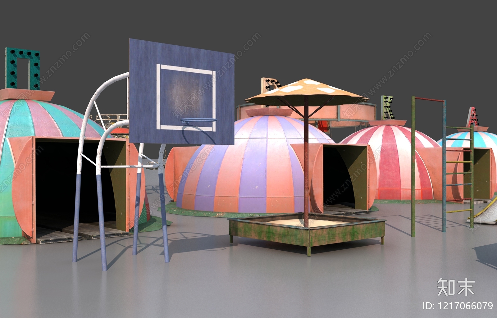 复古儿童游乐空间3D模型下载【ID:1217066079】