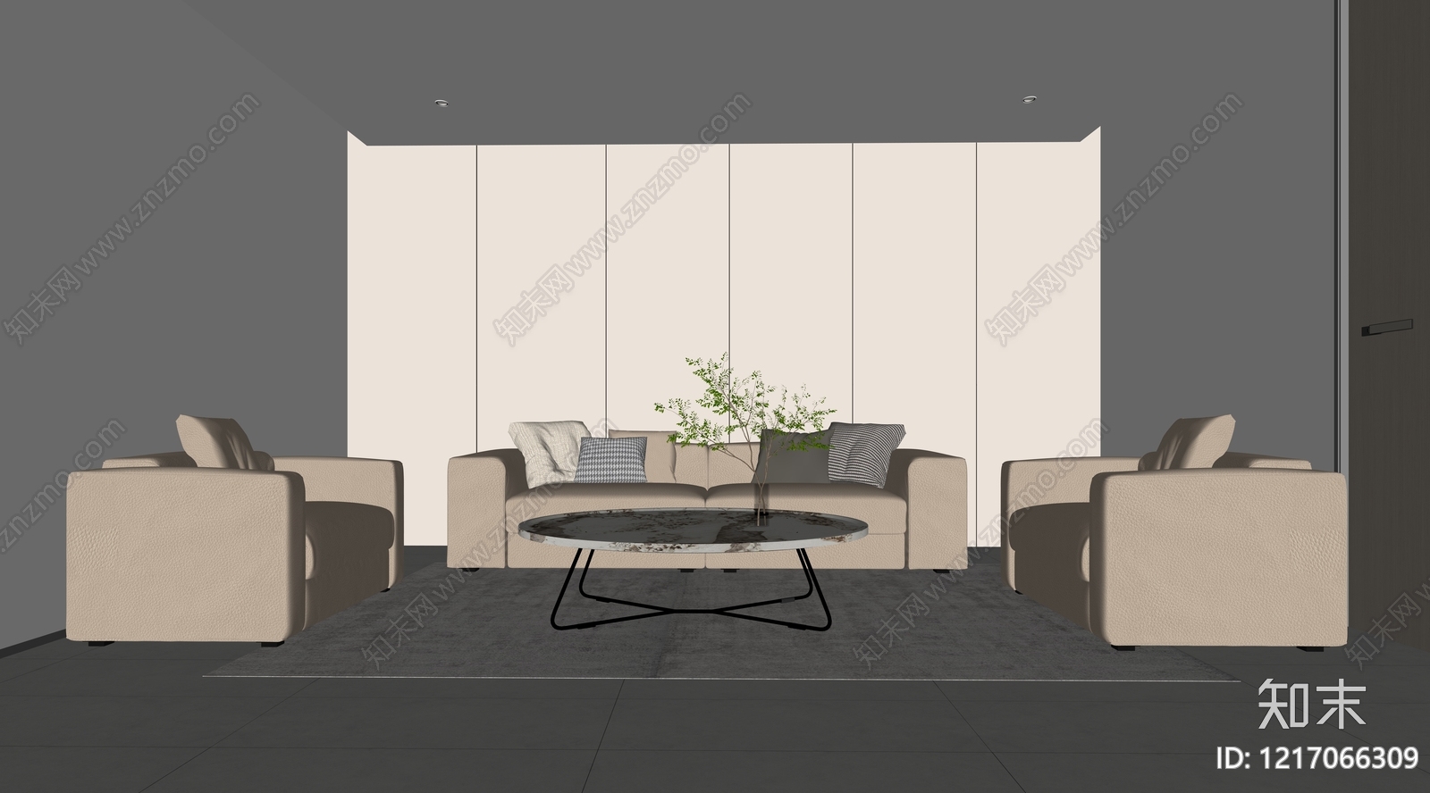 现代家居客厅SU模型下载【ID:1217066309】