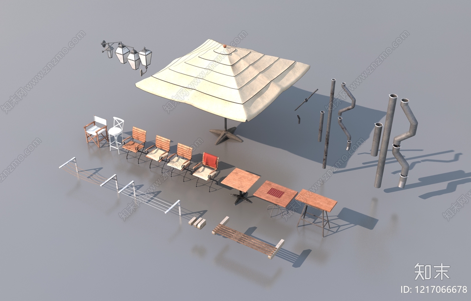 复古遮阳棚3D模型下载【ID:1217066678】