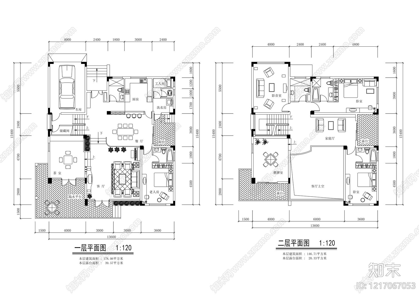 现代简约别墅建筑cad施工图下载【ID:1217067053】