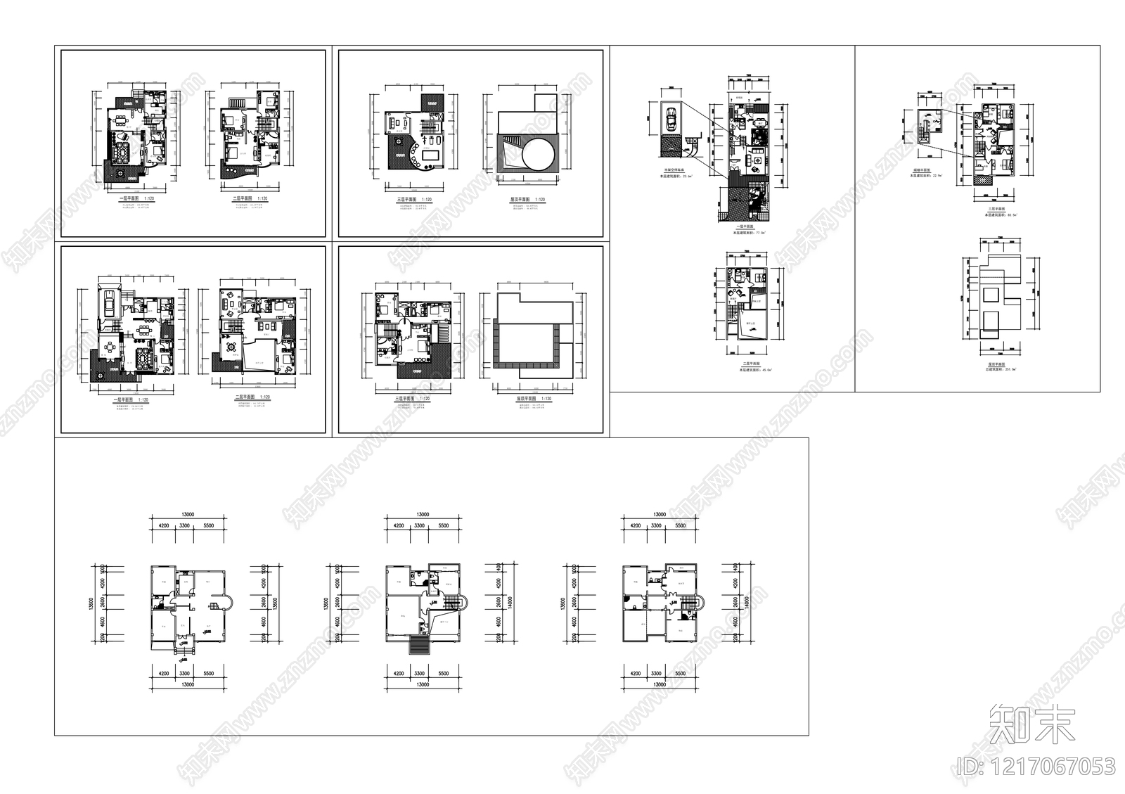 现代简约别墅建筑cad施工图下载【ID:1217067053】