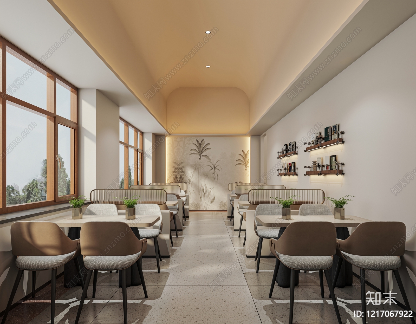 奶油风学生食堂3D模型下载【ID:1217067922】