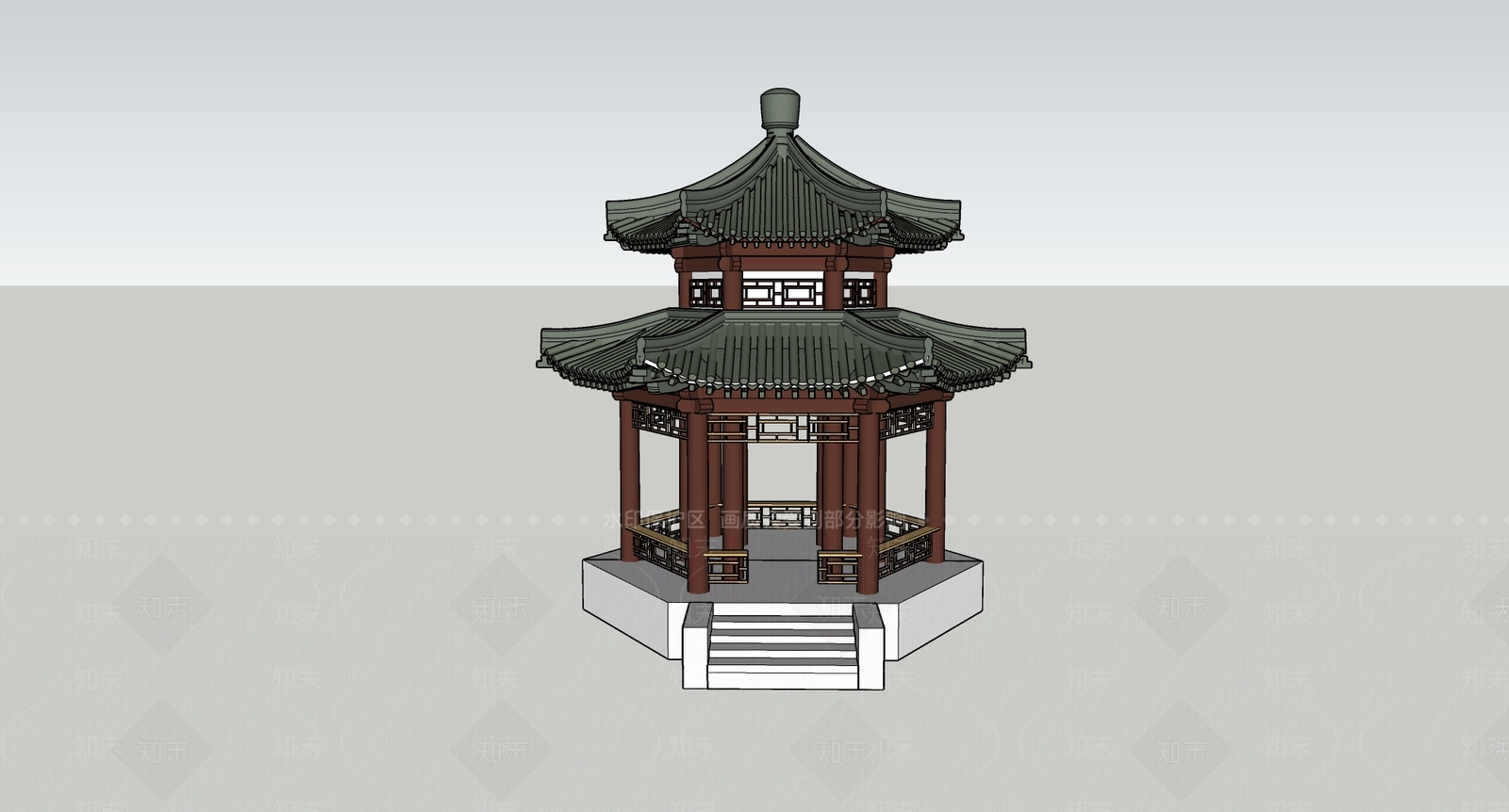 新中式古建筑SU模型下载【ID:1217070040】