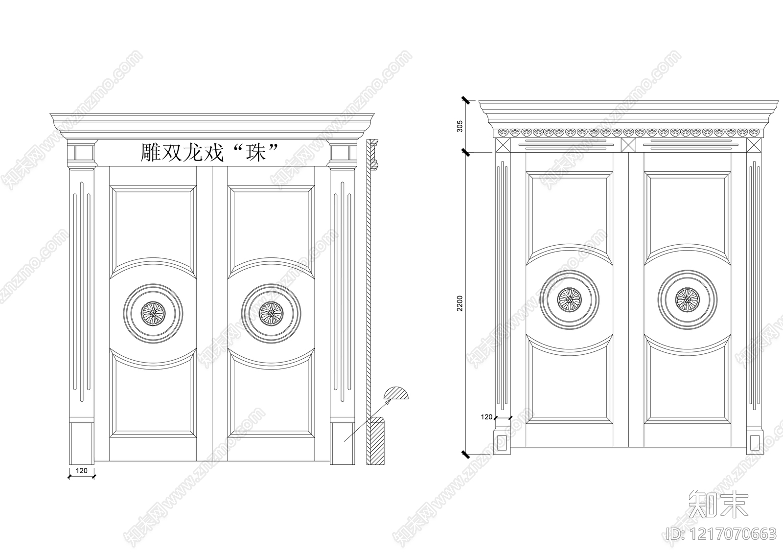 现代门cad施工图下载【ID:1217070663】