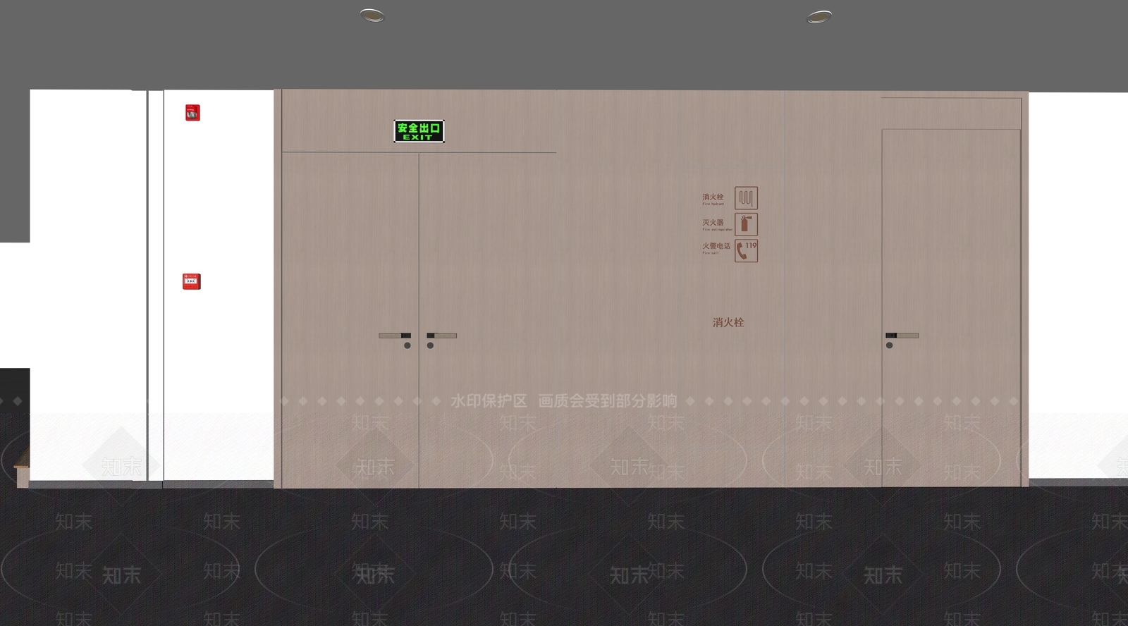 极简办公走廊SU模型下载【ID:1217071073】