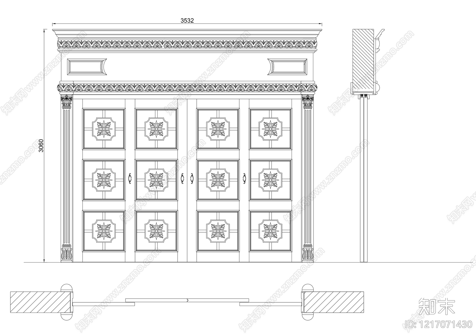 现代门cad施工图下载【ID:1217071430】