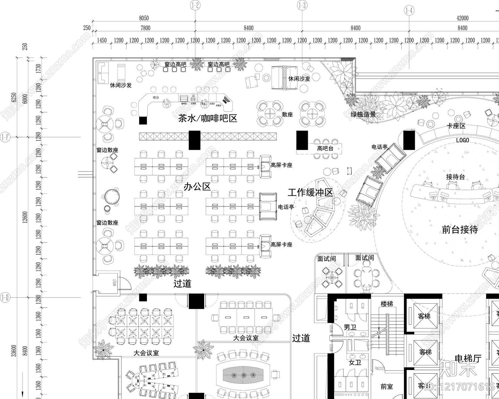 现代整体办公空间cad施工图下载【ID:1217071615】