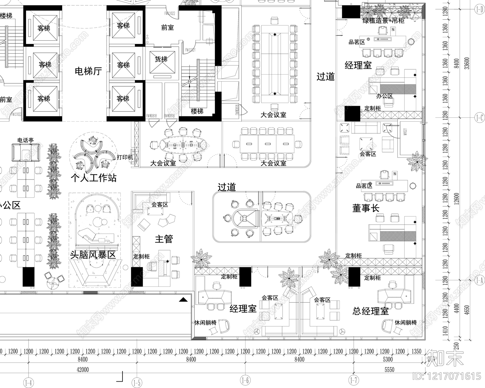 现代整体办公空间cad施工图下载【ID:1217071615】
