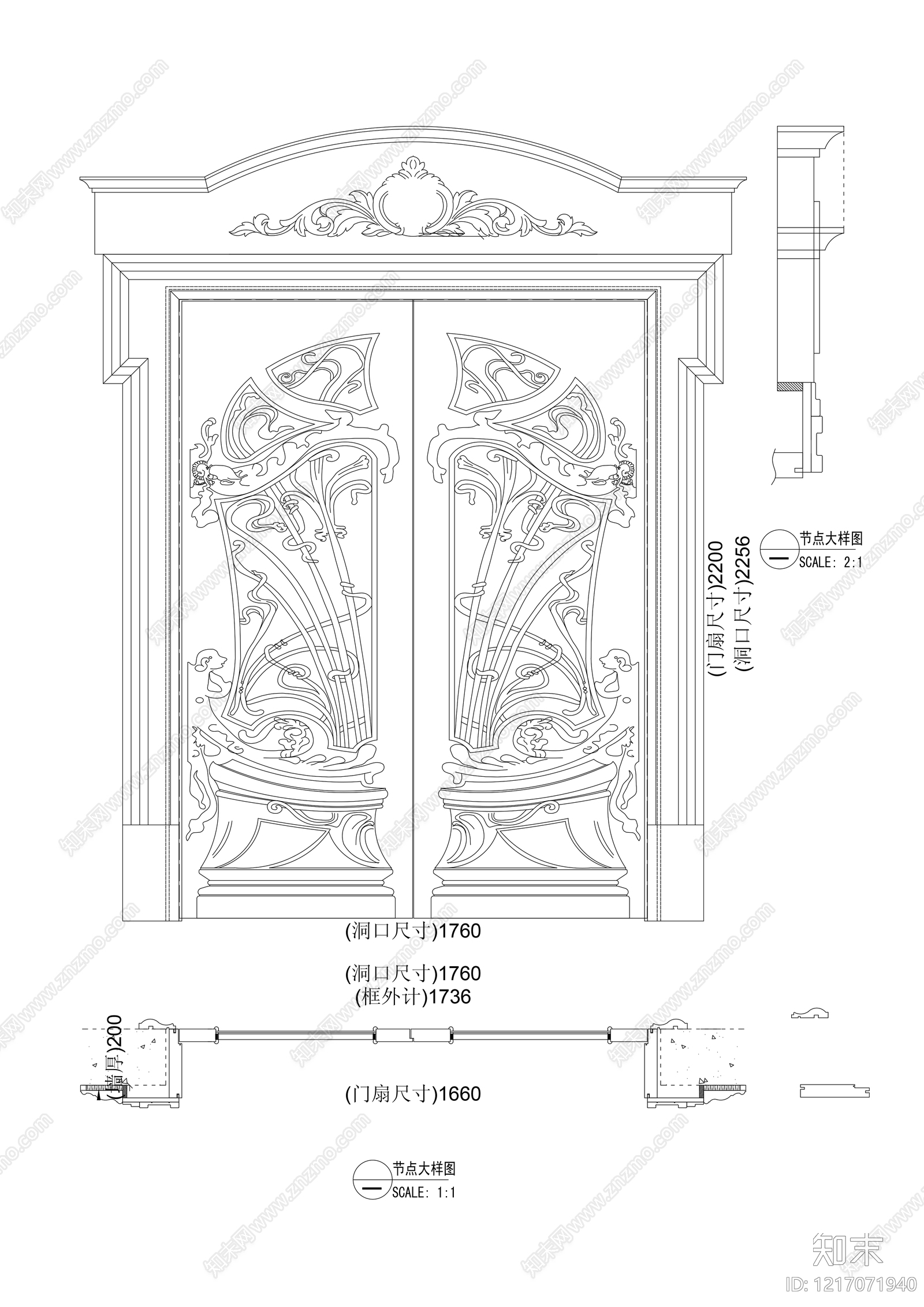 现代门cad施工图下载【ID:1217071940】