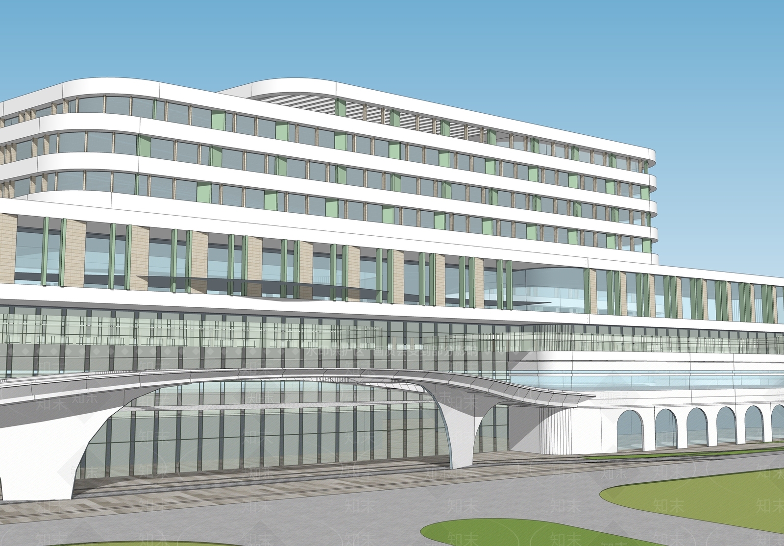 现代医院建筑SU模型下载【ID:1217073323】
