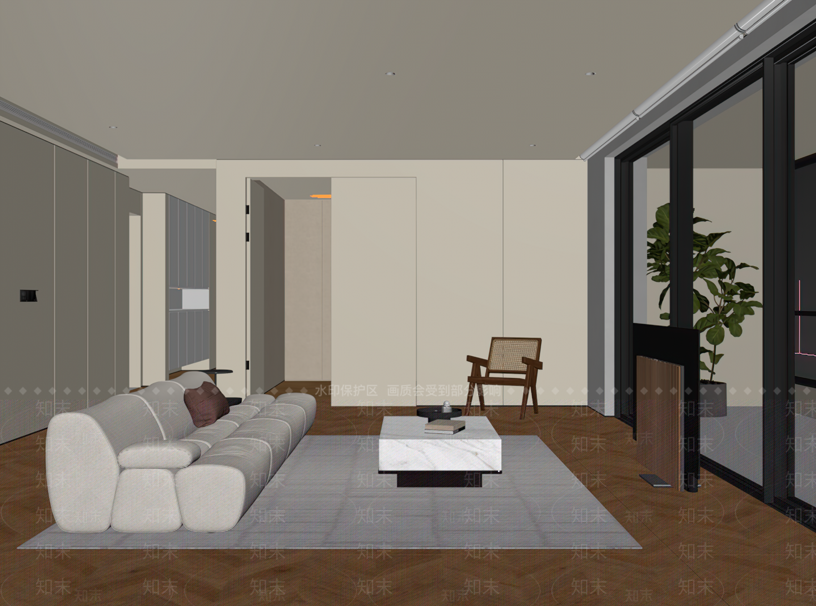 现代家居客厅SU模型下载【ID:1217074064】