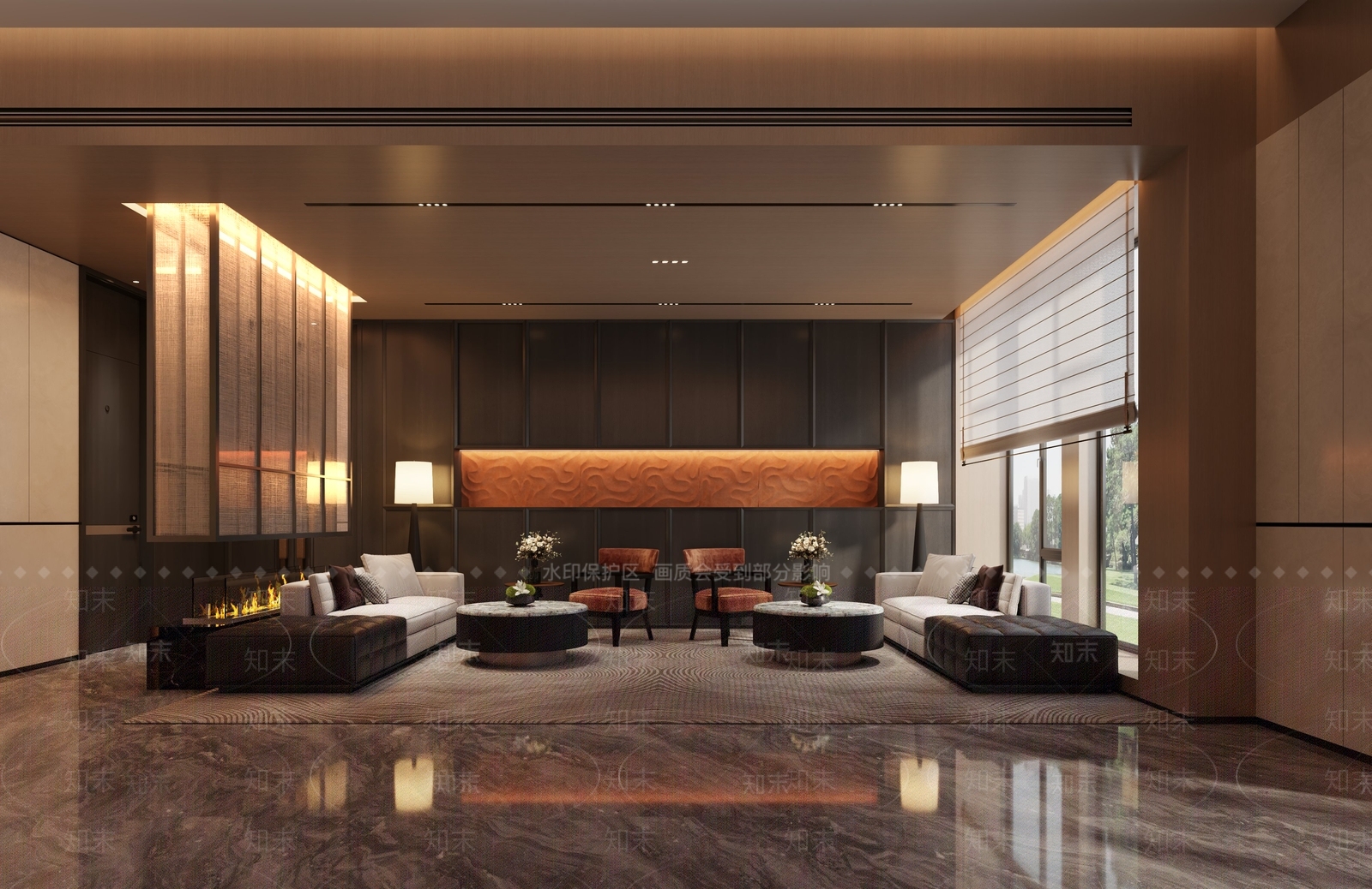 新中式酒店大堂3D模型下载【ID:1217076347】