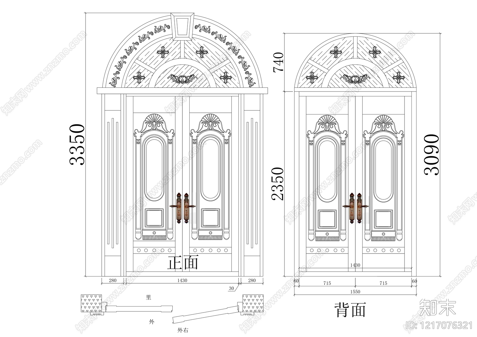 现代门cad施工图下载【ID:1217076321】