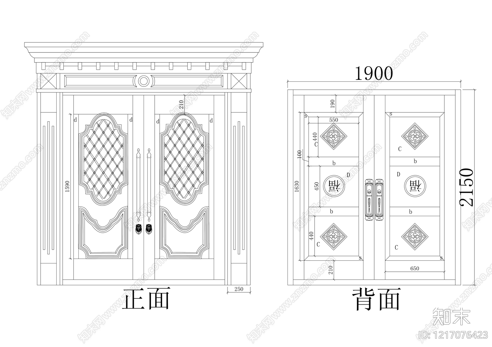 现代门cad施工图下载【ID:1217076423】