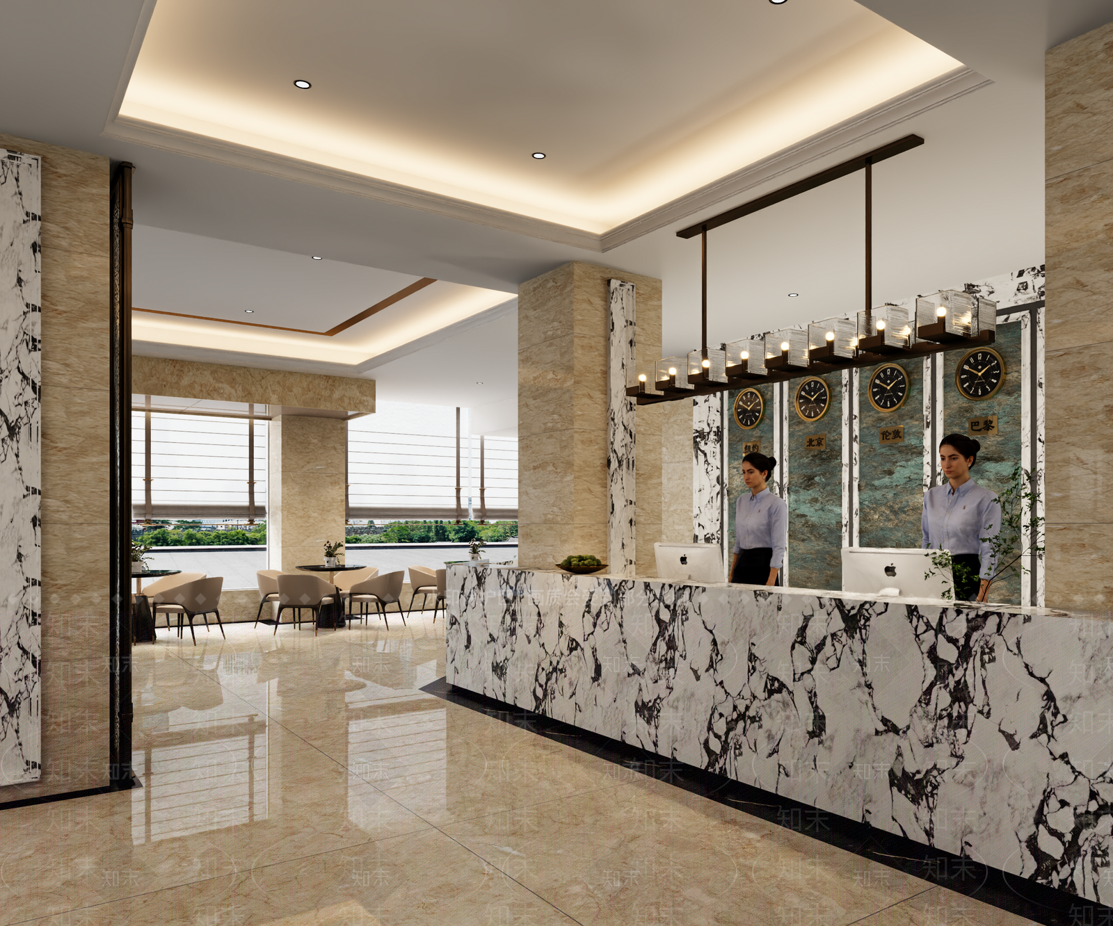 新中式酒店大堂3D模型下载【ID:1217076913】