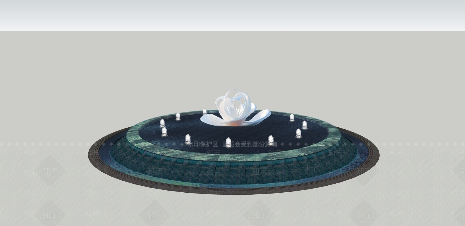 现代简约喷泉SU模型下载【ID:1217076842】