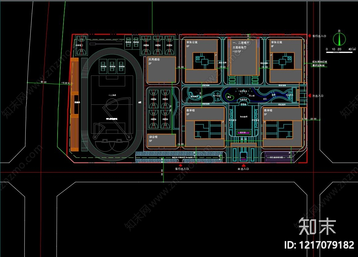 新中式学校建筑cad施工图下载【ID:1217079182】