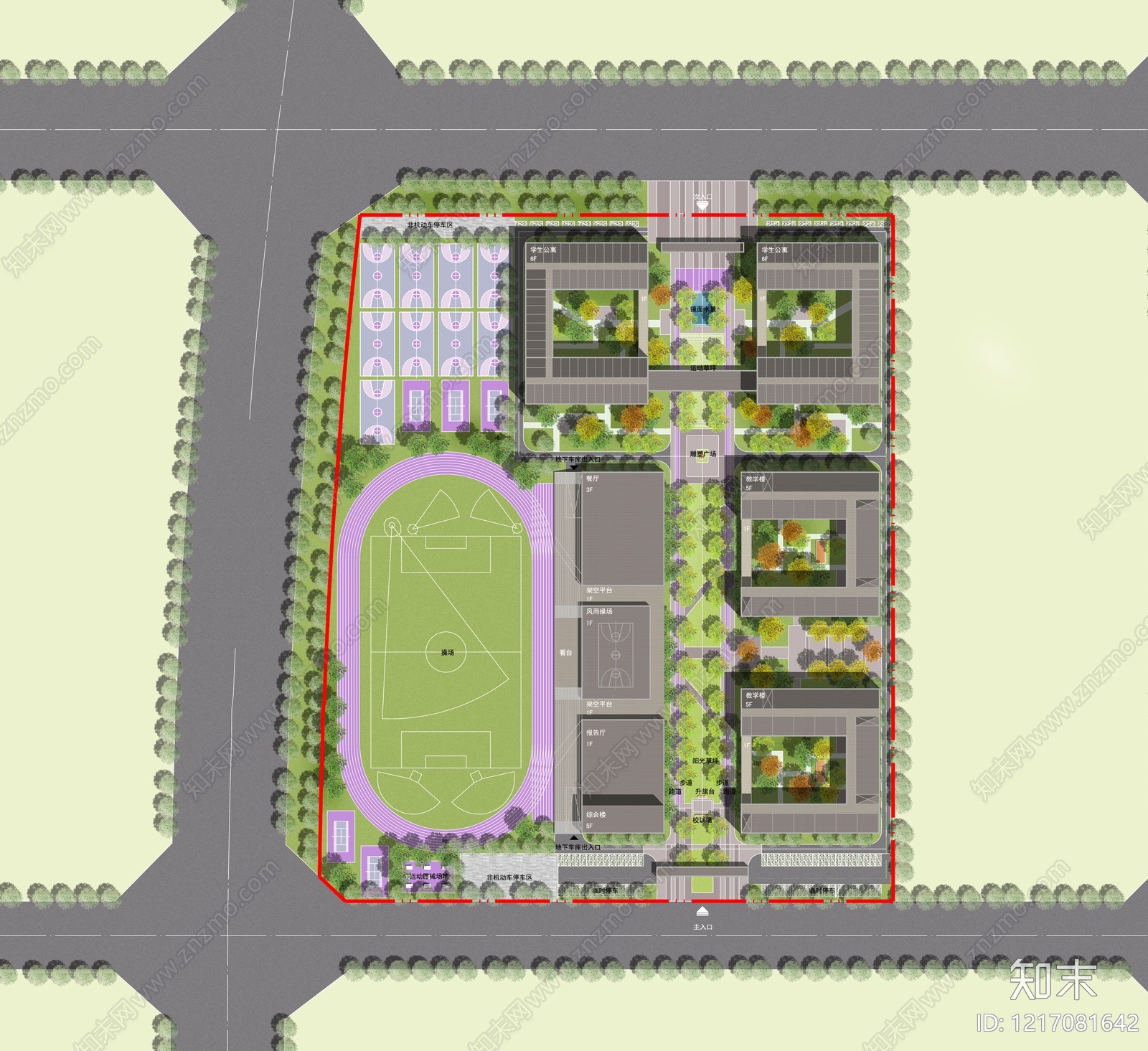 新中式学校建筑CAD图纸