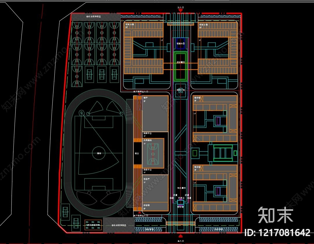 新中式学校建筑cad施工图下载【ID:1217081642】