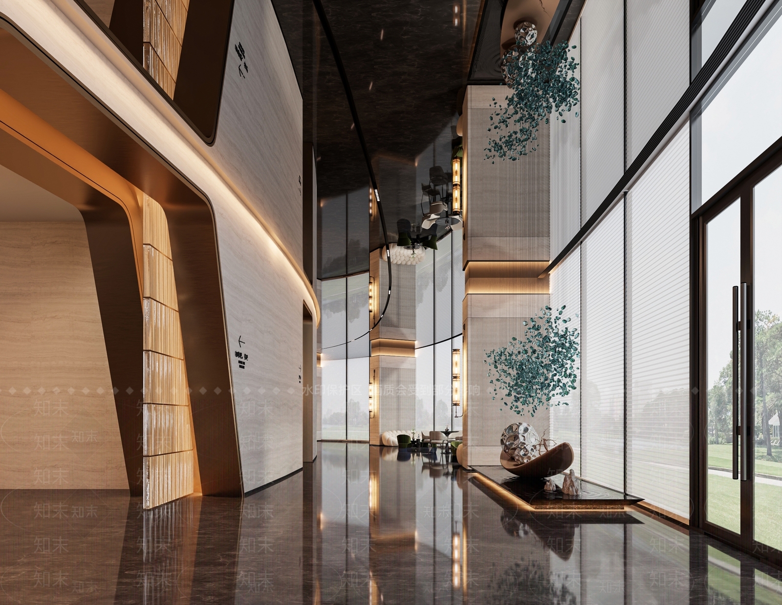现代轻奢酒店大堂3D模型下载【ID:1217082761】