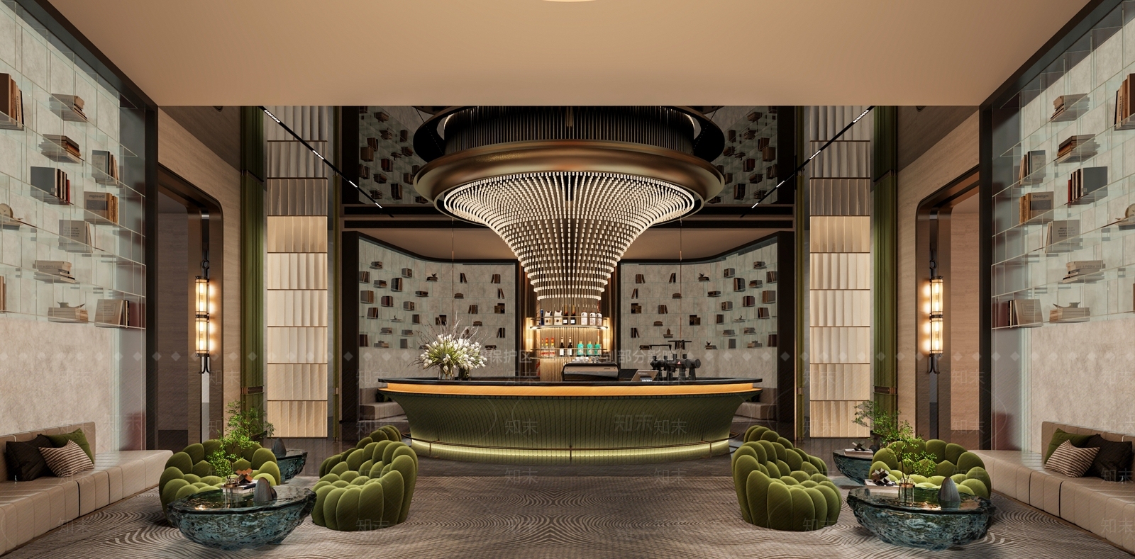 现代轻奢酒店大堂3D模型下载【ID:1217082761】