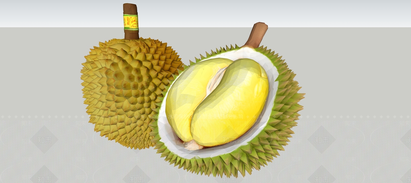 低多边形风格水果蔬菜SU模型草图