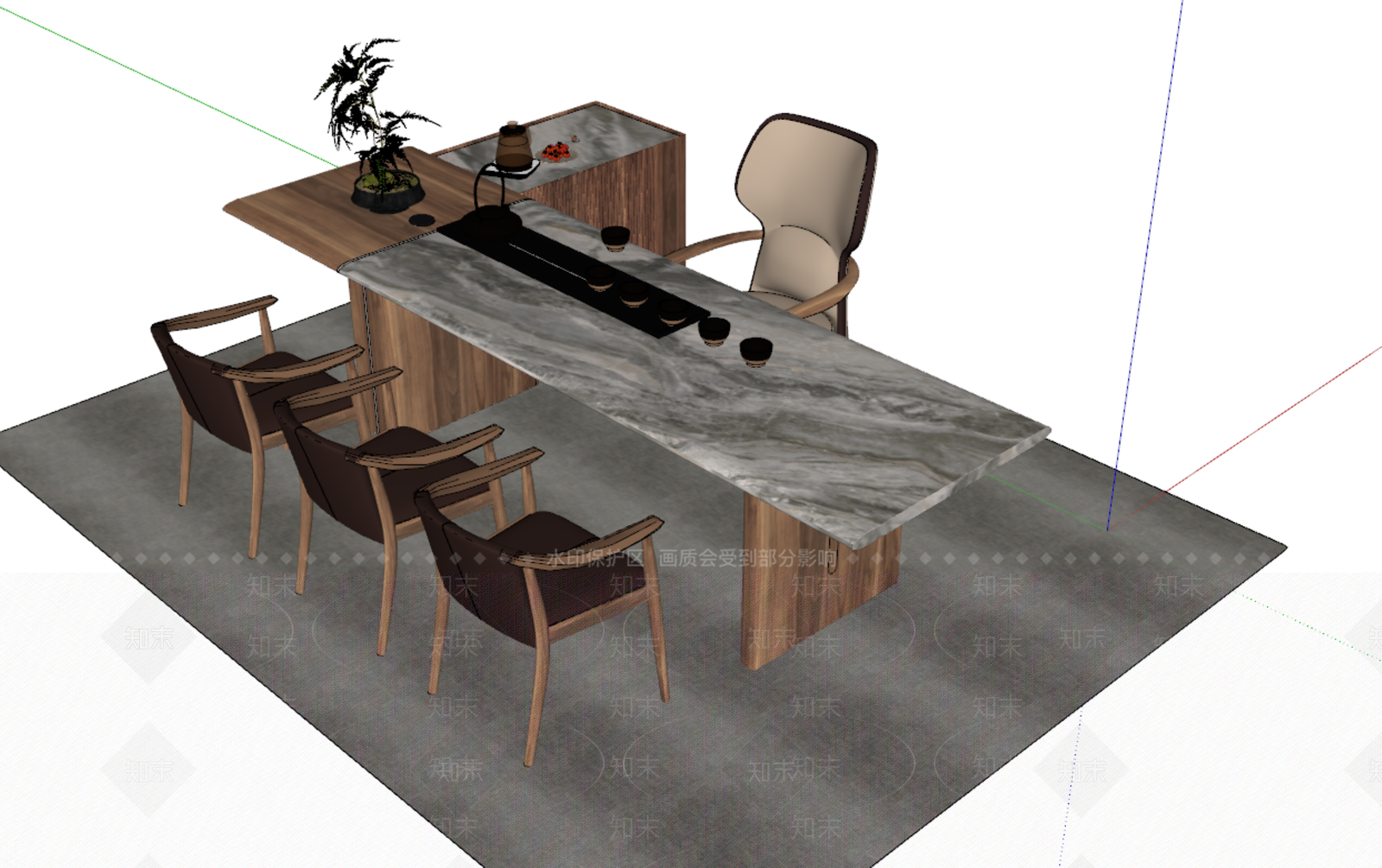 新中式茶桌椅SU模型下载【ID:1217083355】