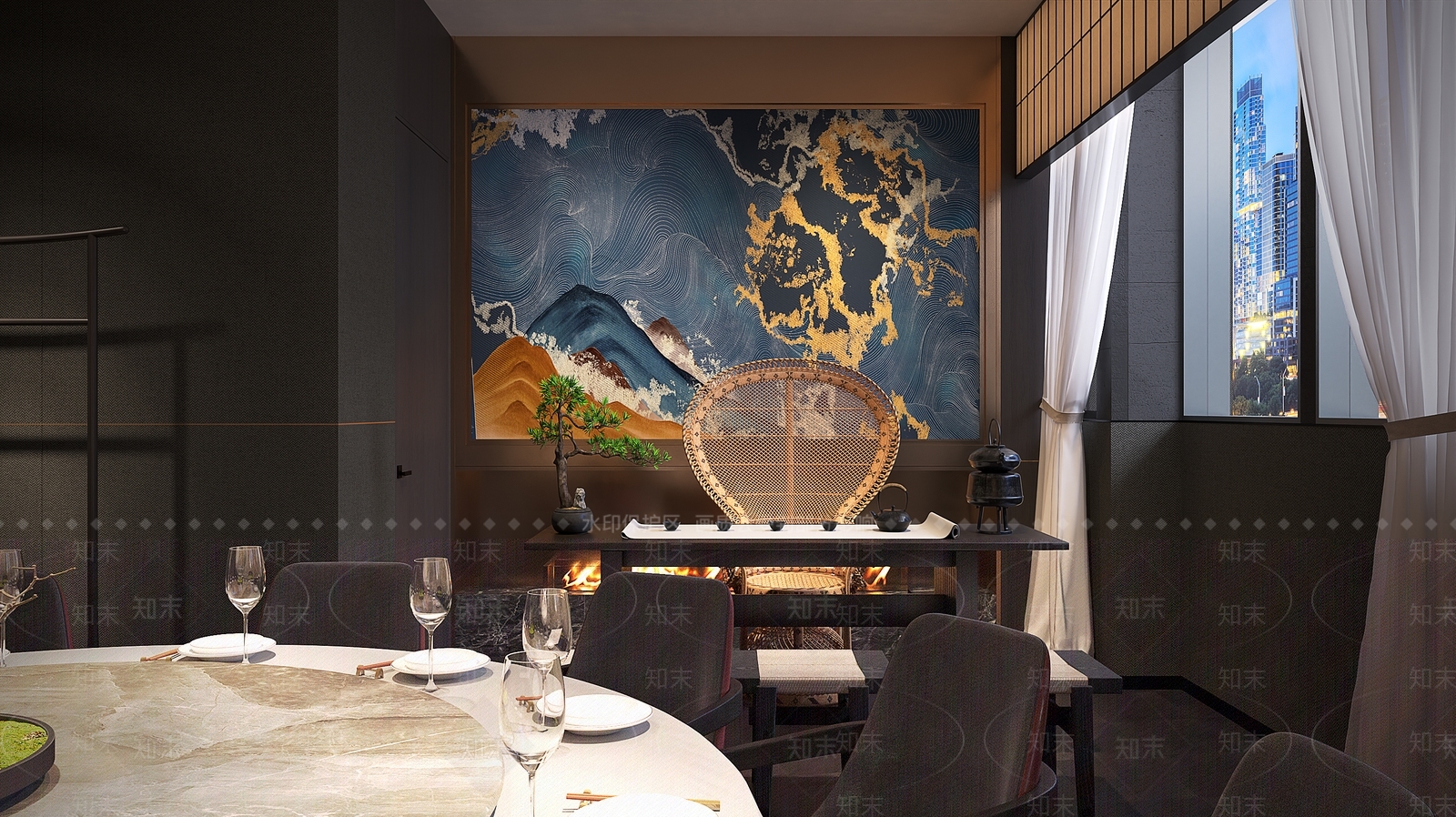 新中式包厢3D模型下载【ID:1217084486】