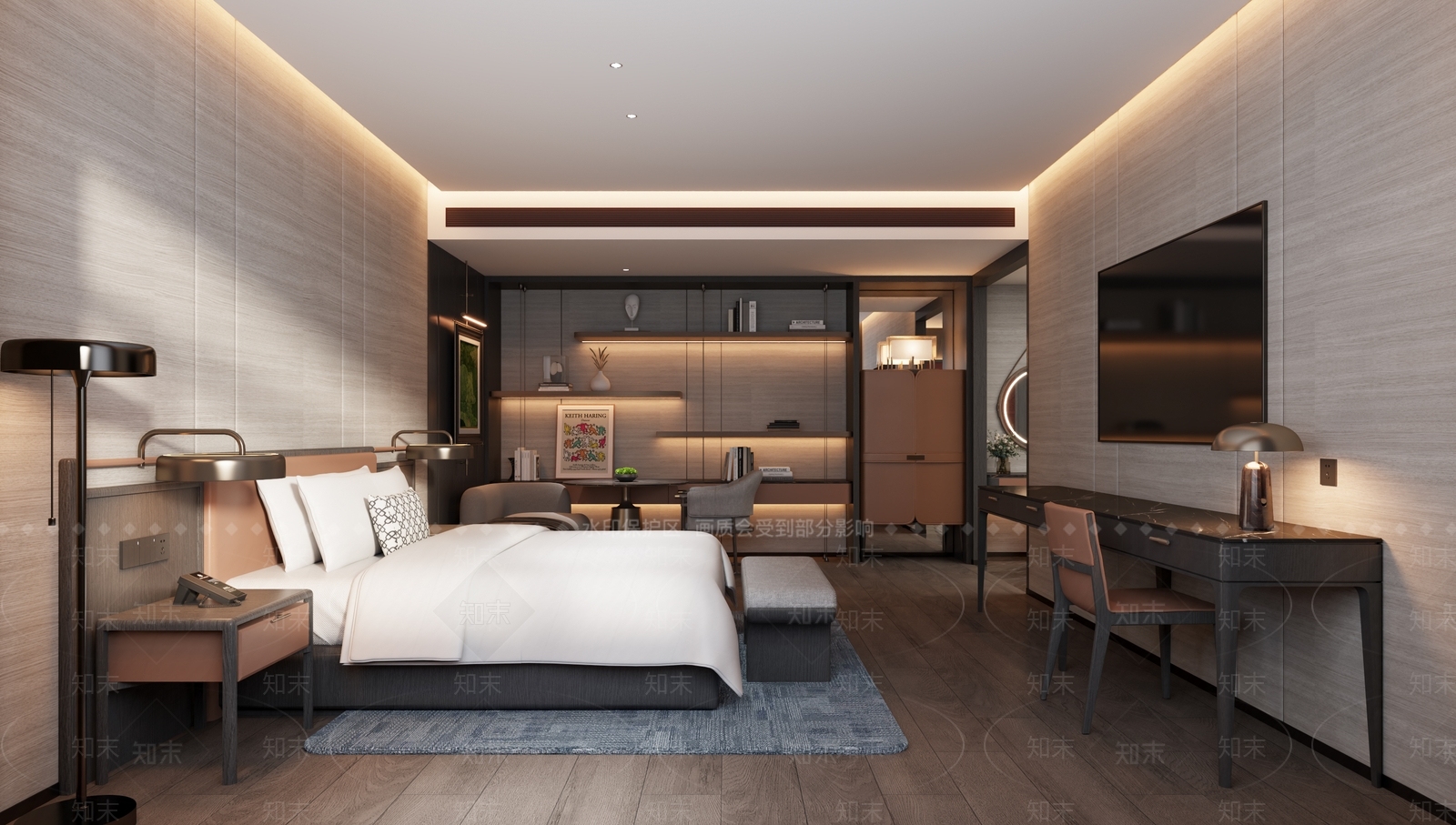 现代简约酒店客房3D模型下载【ID:1217084488】