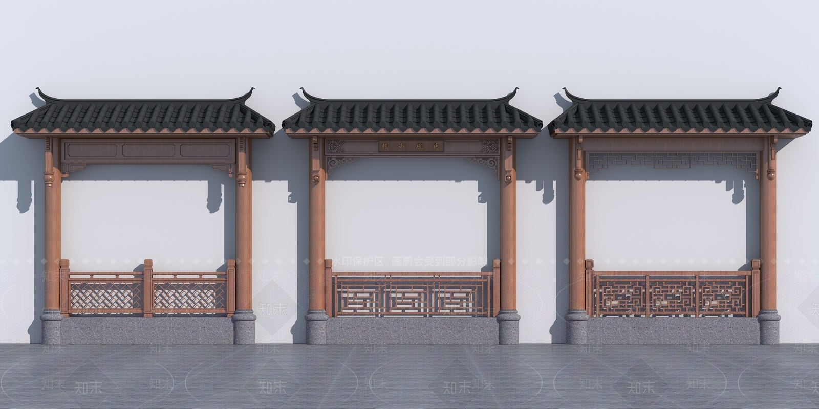 新中式连廊SU模型草图