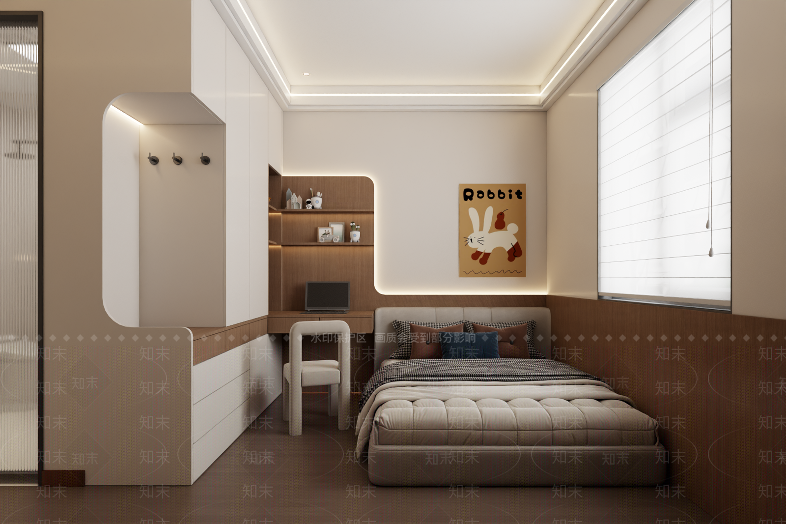 奶油风通用儿童房3D模型下载【ID:1217088121】