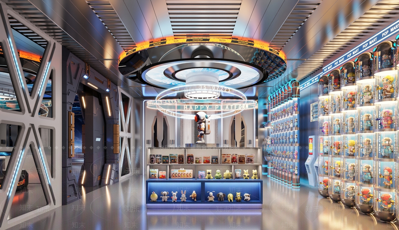 赛博朋克风玩具礼品店3D模型渲染效果图