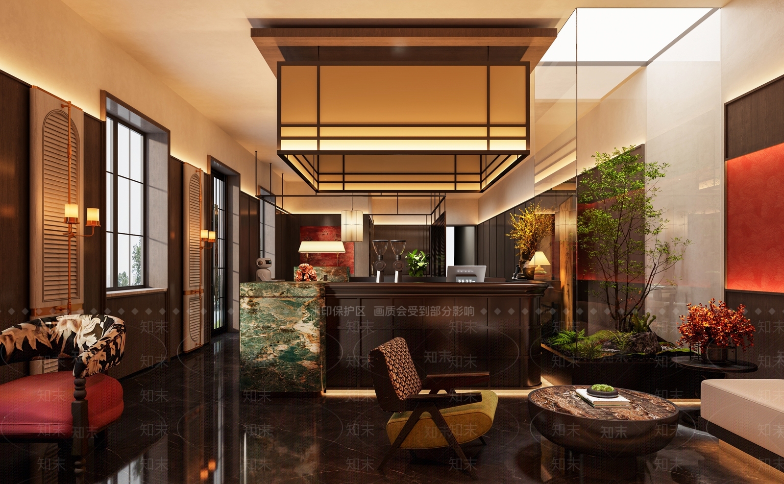 新中式酒店大堂3D模型下载【ID:1217089278】
