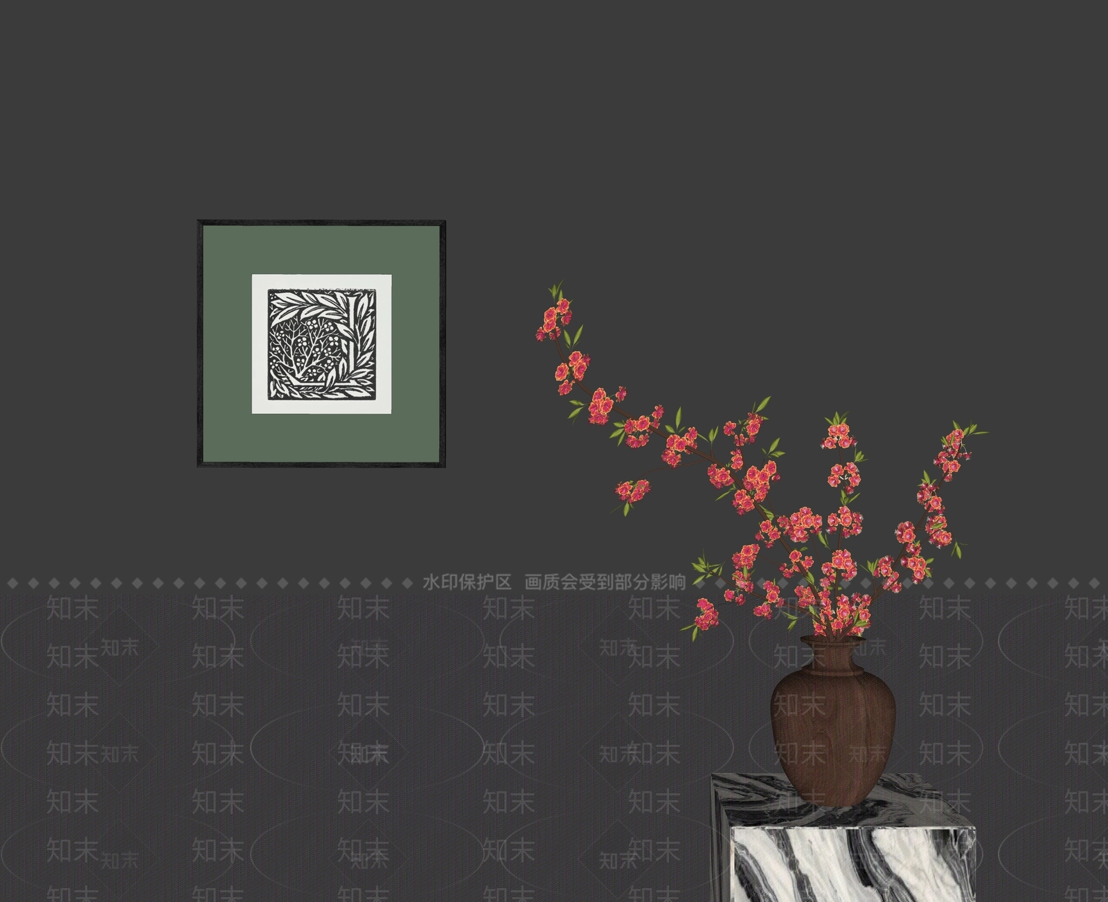 新中式花艺SU模型下载【ID:1217091750】