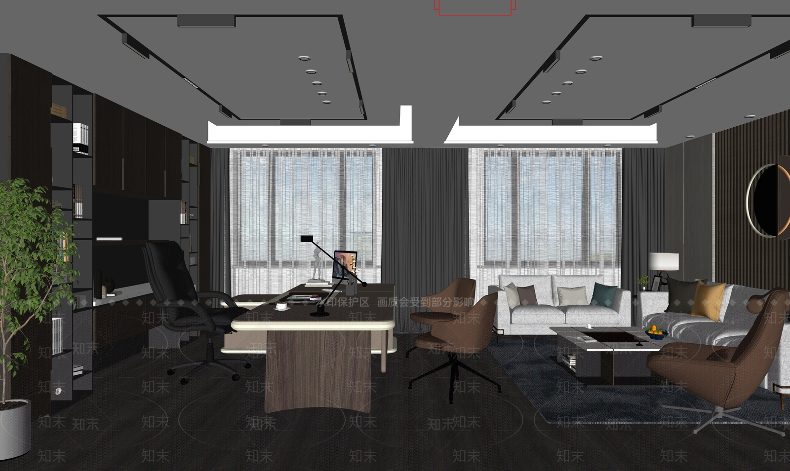 现代简约经理办公室SU模型下载【ID:1217093878】
