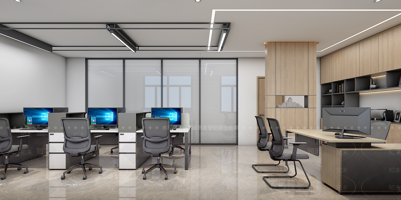 现代简约办公室3D模型下载【ID:1217094894】