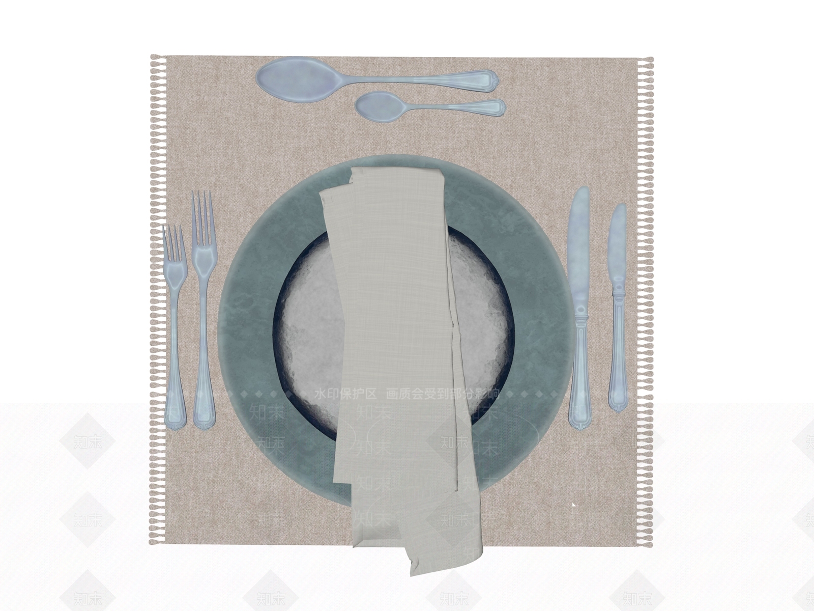 现代简约餐具SU模型下载【ID:1217098477】