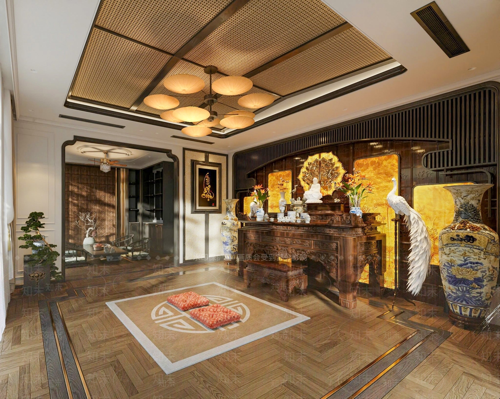 新中式佛堂3D模型下载【ID:1217103623】