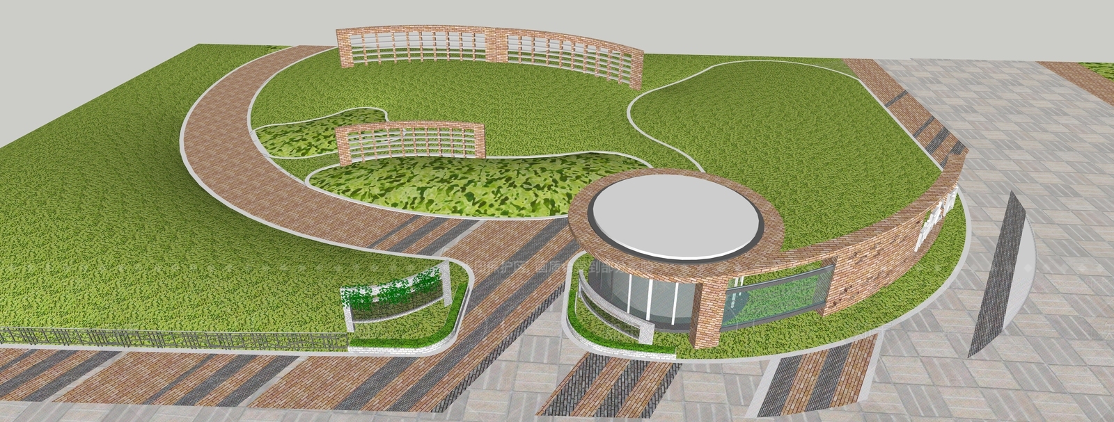 现代主义景观口袋公园SU模型下载【ID:1217104126】