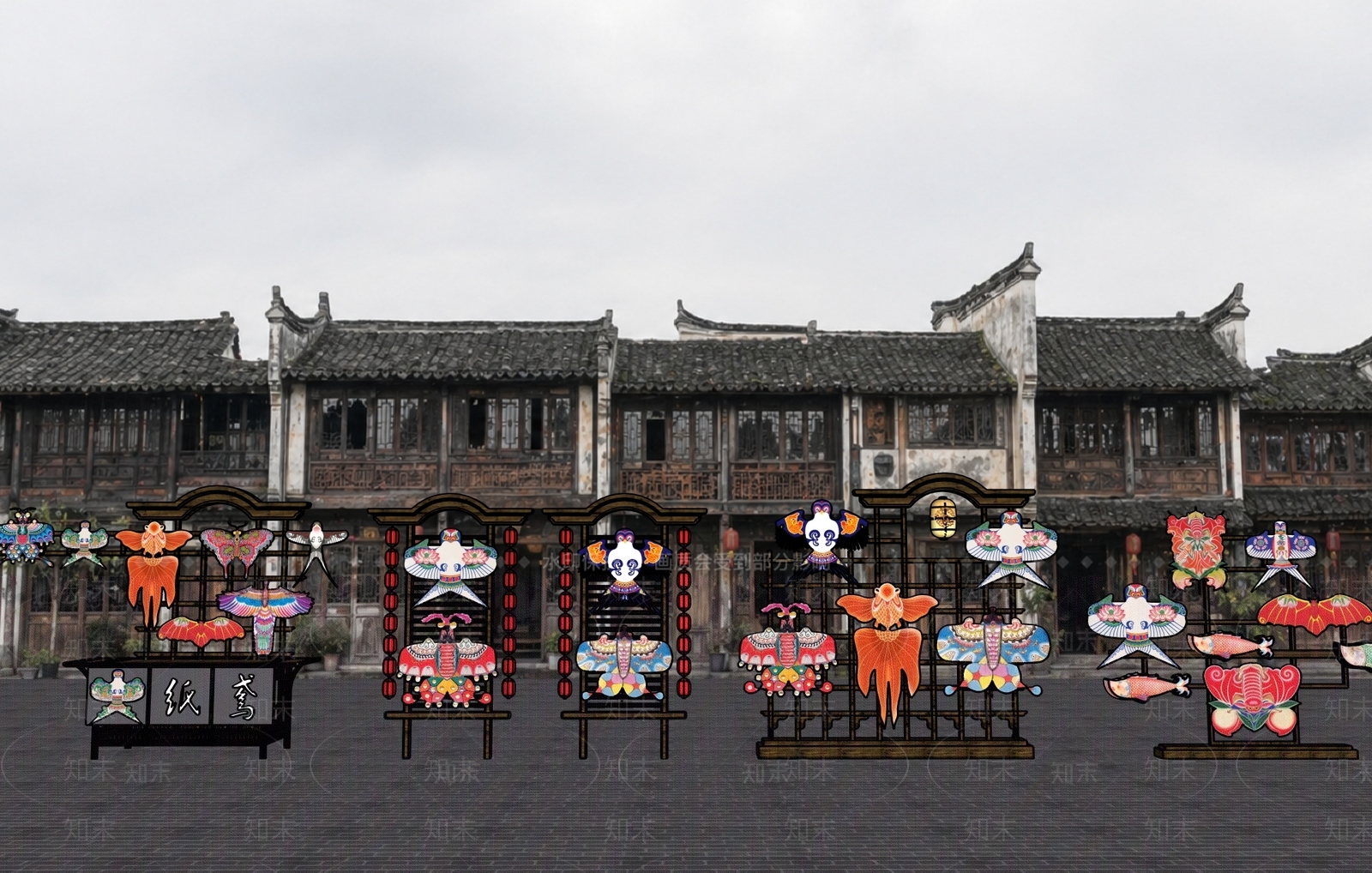 新中式美陈SU模型下载【ID:1217104256】