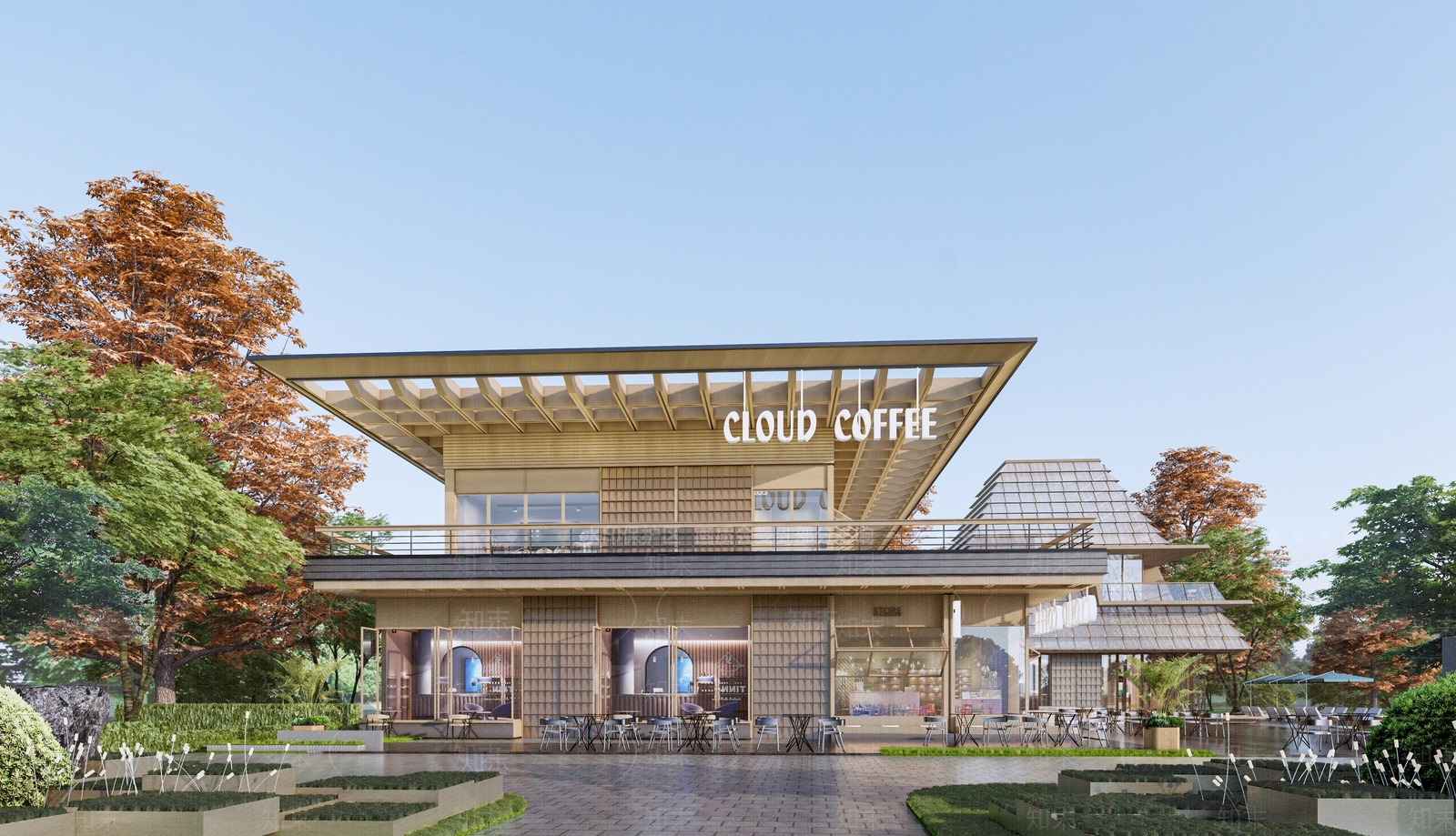 现代餐饮建筑SU模型下载【ID:1217105016】